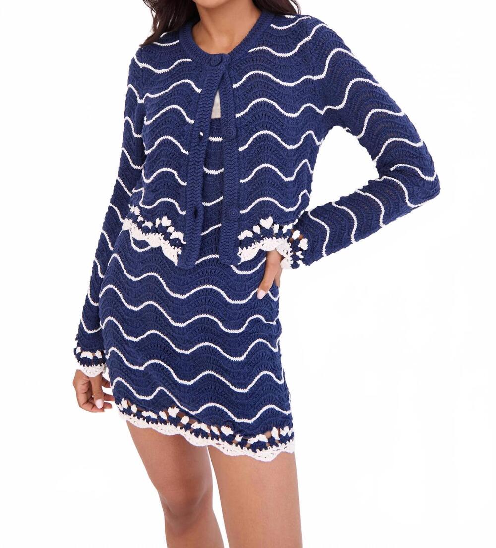NEW CARA CARA louise cardigan in navy ivory knits